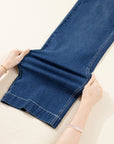 Denim Stitch High-Waist Cuff Jeans
