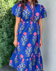 Blue Ruffle Hem Country Dress