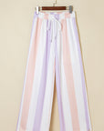 Stripe Drawstring Waist Side Pocket Pants