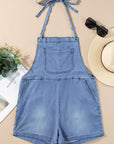 Saige Grommet Tie Straps Casual Denim Romper