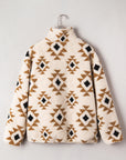 Western Aztec Sherpa Quarter-Zip Collared Sweatshirt
