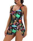 Vegas Neon Skirted Swimsuit