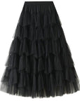 Tiered chiffon midi skirt