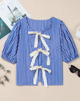 Dream Stripe Tied Front Blouse