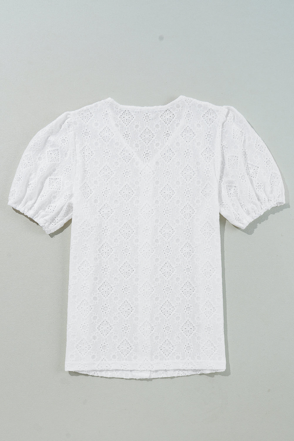 Elowyn Lace Puff Sleeve Button Up Top