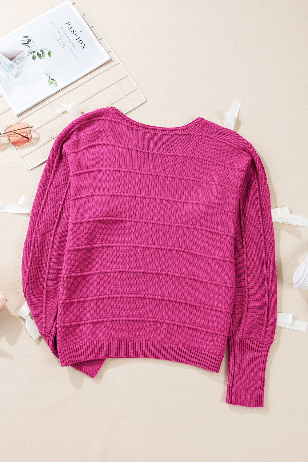 Bow Cut-Out Round Neck Sweater