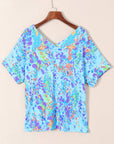 Floral Short Sleeve V-Neck Tee