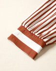 Stripe Long Sleeve Babydoll Blouse