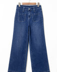 Denim Patch Pocket Wide Leg Jeans