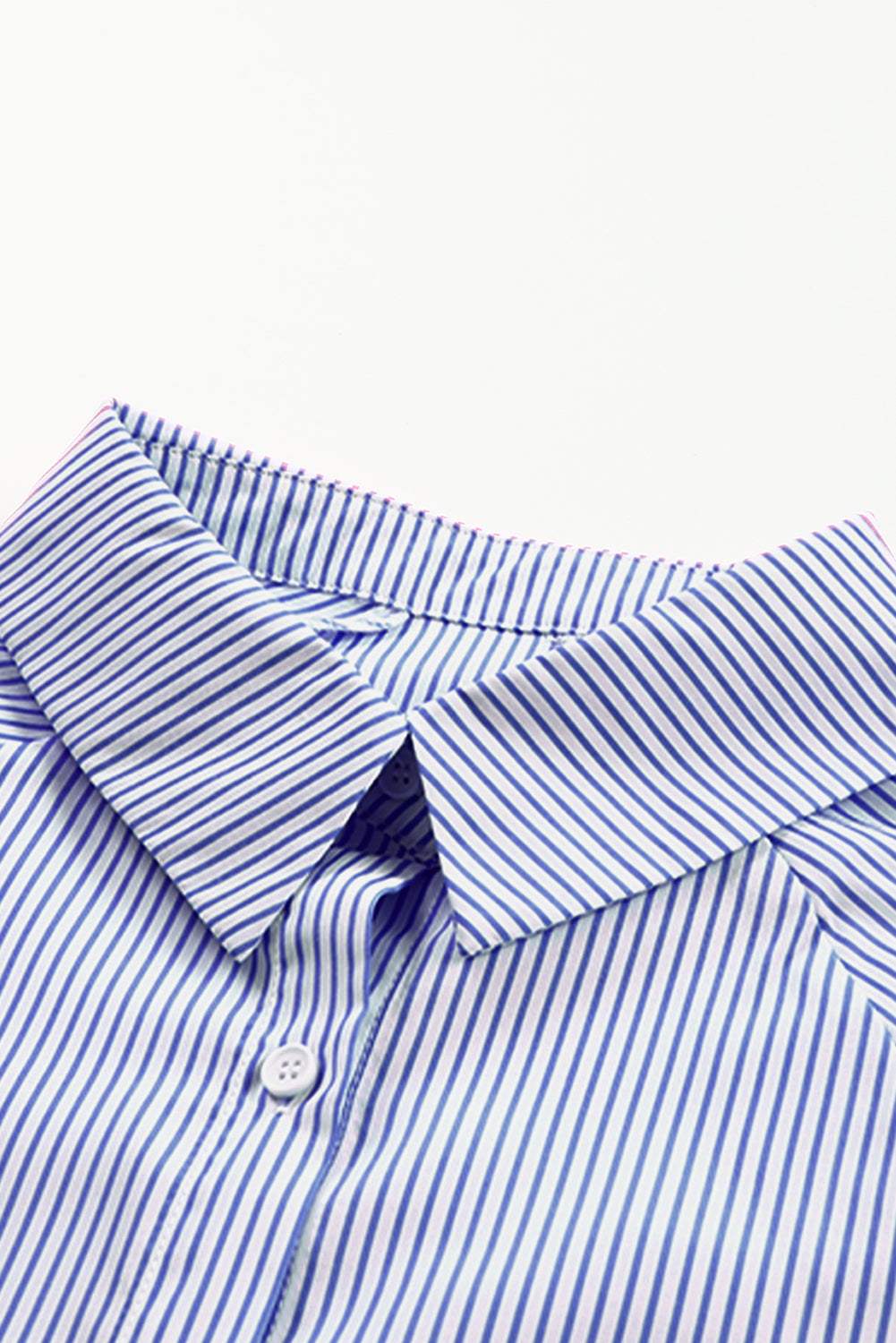 Stripe Smocked Cuff Buttoned Shirt