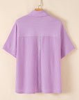 Kyla Flap Pocket Collared Buttoned Short Sleeve Blouse