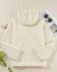 Solid Fleece Zip-Up Drawstring Pocketed Hooded Jacket