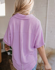 Kyla Flap Pocket Collared Buttoned Short Sleeve Blouse