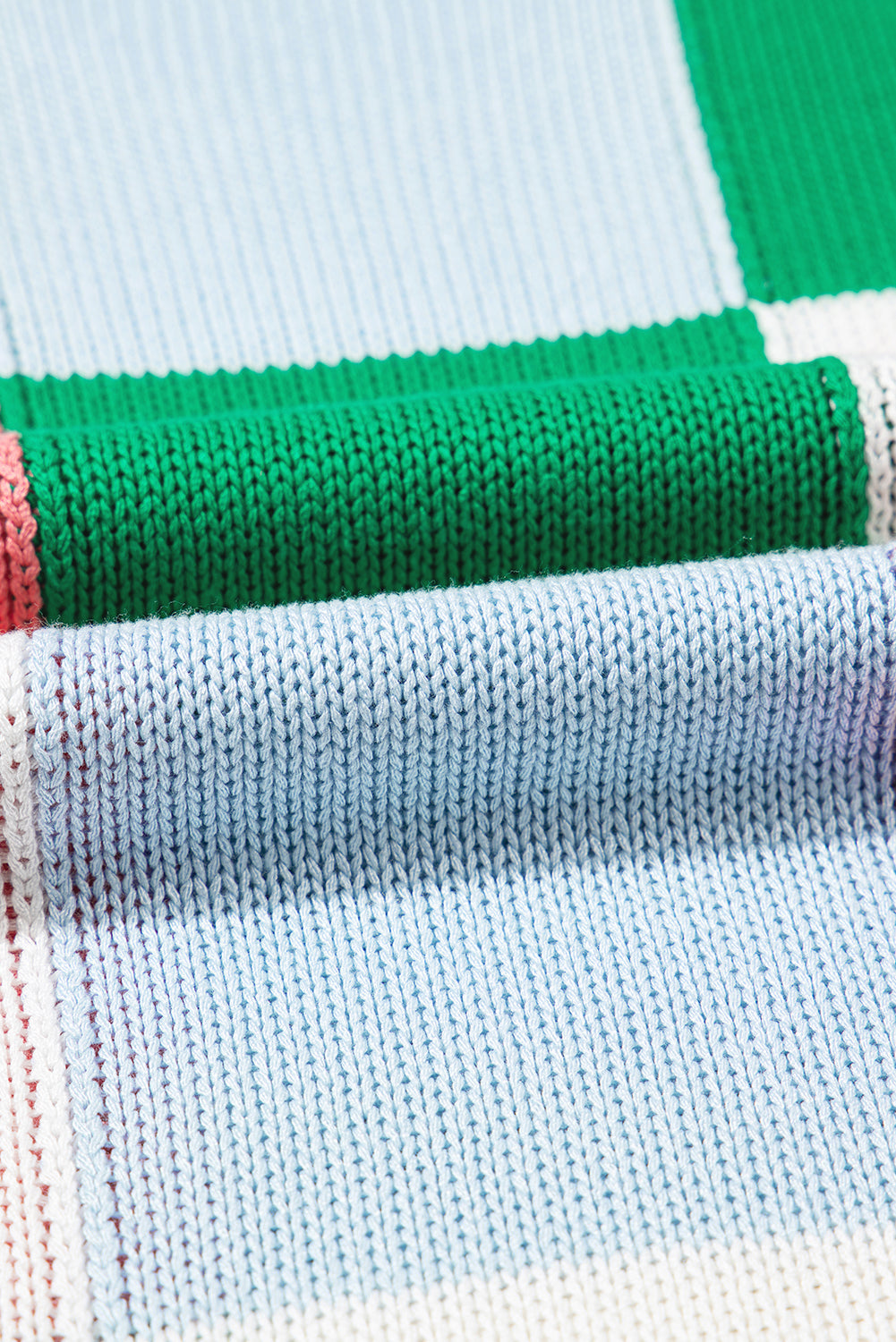 Colorblock Checker Cap Sleeve Sweater