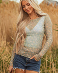 Amber Vintage Floral Mesh Long Sleeve Top