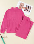 Solid Corduroy Pullover and Drawstring Pants Set