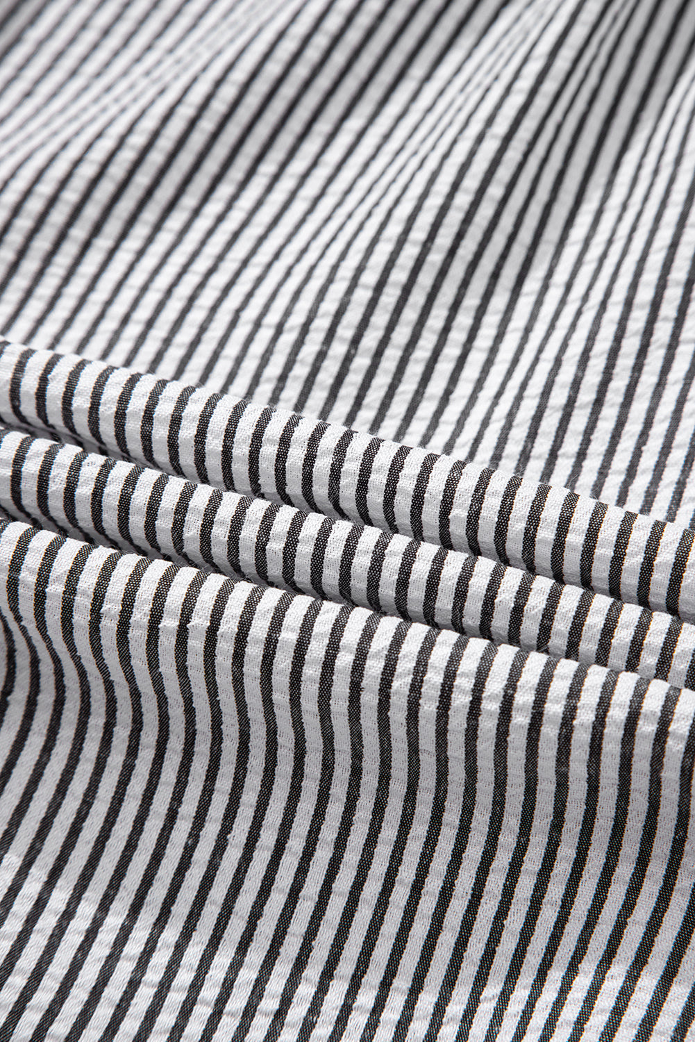 Stripe Ruffle Bubble Sleeve Shirt