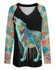 Baha Ranch Western Native Wolf Long Sleeve Tee