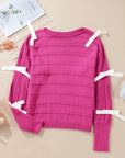 Bow Cut-Out Round Neck Sweater