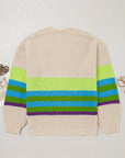 Plus Size Colorblock Crochet Open Front Cardigan