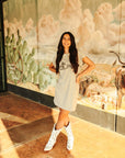 Calf Roper Short Sleeve Mini T-shirt Dress