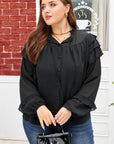 Plus Size Ruffle Balloon Sleeve Chiffon Shirt