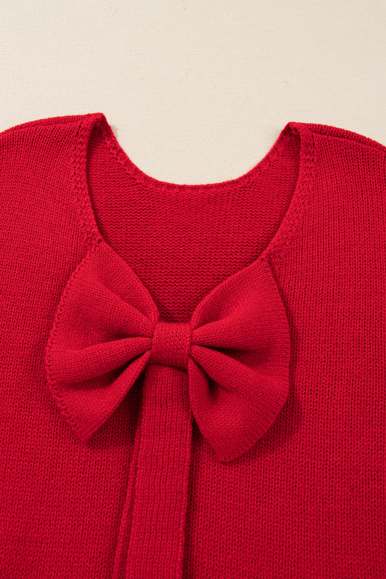 Bow Tie Backless Bubble Sleeve Sweater