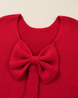 Bow Tie Backless Bubble Sleeve Sweater