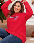 Plus Size Christmas Merry Tinsel Drop Shoulder Sweater