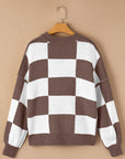 Checker Bishop Sleeve Sweater