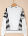 Stripe Colorblock Patchwork Contrast Stitch Sweatshirt
