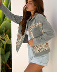 Floral Patchwork Ribbed Corduroy Shirt Jacket