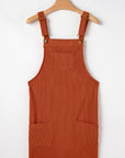 Solid Corduroy Front Pocket Sleeveless Overall Dress