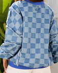 Checker Denim Raw Edge Top
