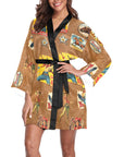 Vintage Cowgirl Collage Kimono Satin Robe