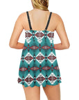 Teal Aztec Swim Dress & Shorts Set