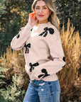 Eleanor Bow Pattern Loose Sweater
