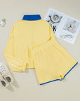 Shelby Patchwork Half Button Pullover and Shorts Outfit