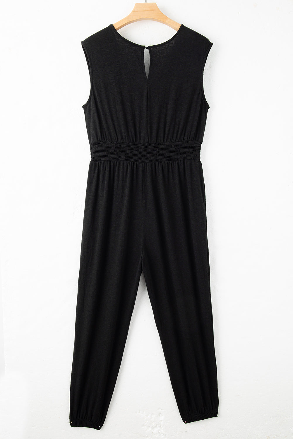 Novalee Plus Smocked High Waist Sleeveless V Neck Jumpsuit