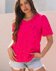 Laurel Leopard Frilly V Neck Short Sleeve Blouse