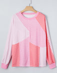 Stripe Colorblock Reverse Seam Long Sleeve Top