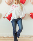 Valentine Bow Sequin Long Sleeve Oversize Sweatshirt
