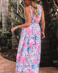 Adley Floral Sleeveless O Neck Knot Waist Maxi Dress