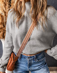 Brielle Turtleneck Drop Shoulder Bubble Sleeve Knit Sweater