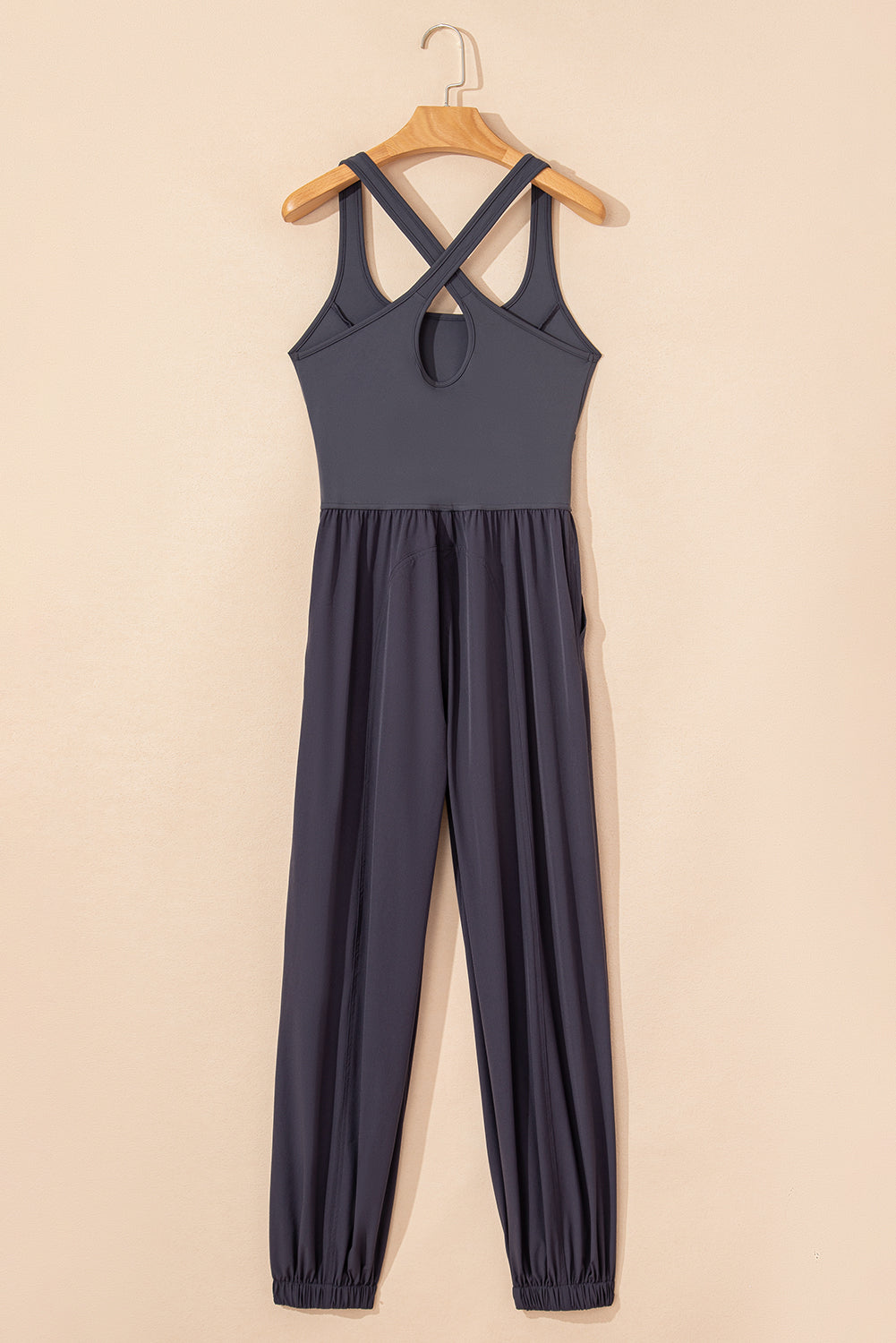 Avianna Back Crossed Straps Hollow Out Jogger Jumpsuit