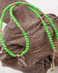 Charmed Cactus Lime Green Turquoise Golden Pendant Necklace