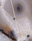 Circle Two-Toned Grey Labradorite Sterling Silver Necklace