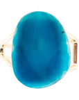Cobalt Blue Agate Slab Cuff Golden Bracelet