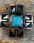 Southwest Antique Silver Turquoise 1.5" Concho W201L