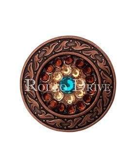 Teal Champagne &amp; Topaz Copper 1.5&quot; Disc European Crystal Concho